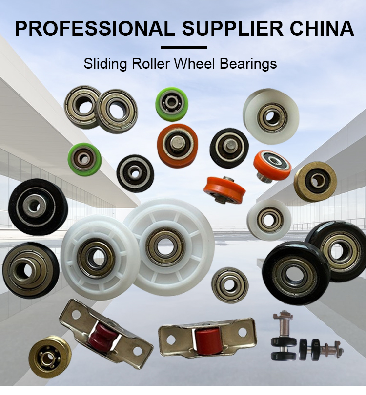 Hanging wheel sliding bearing track pulley roller for wardrobe doors — front view